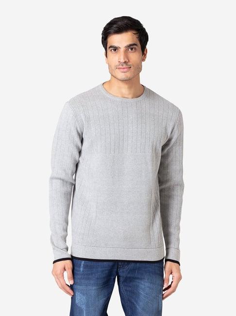 allen cooper light grey regular fit sweater