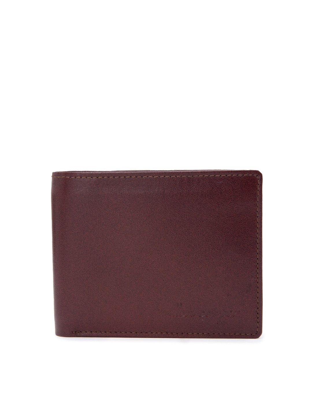 allen cooper men brown solid leather two fold wallet