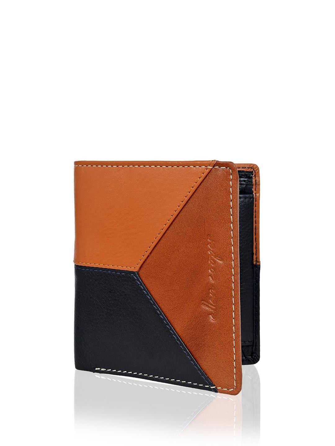 allen cooper men colourblocked leather two fold wallet