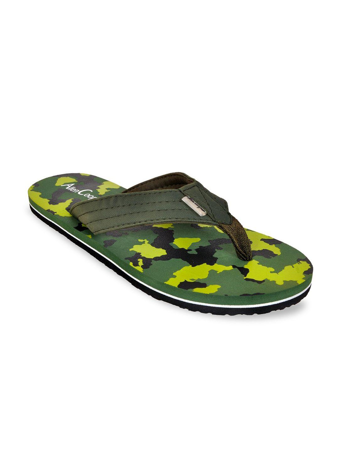 allen cooper men green & black printed slip-on