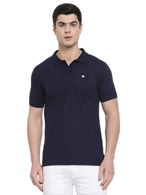 allen cooper navy cotton regular fit polo t-shirt