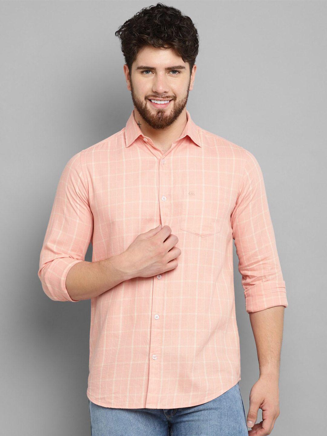 allen cooper slim fit windowpane checked pure cotton casual shirt