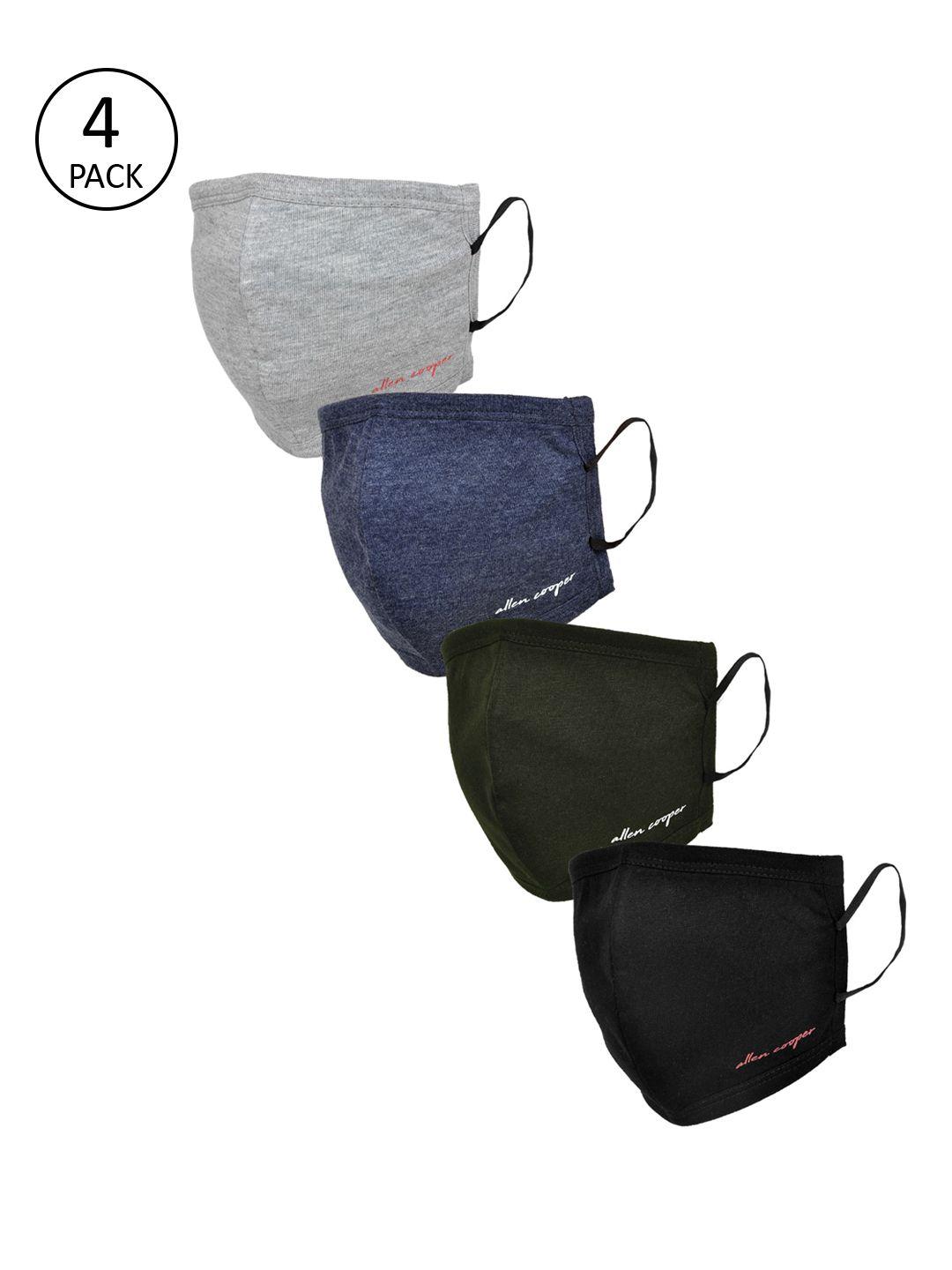 allen cooper unisex pack of 4 solid reusable 3-ply cloth masks