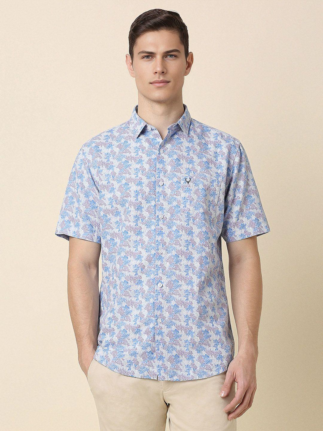 allen solly  slim fit floral printed half sleeves casual shirt