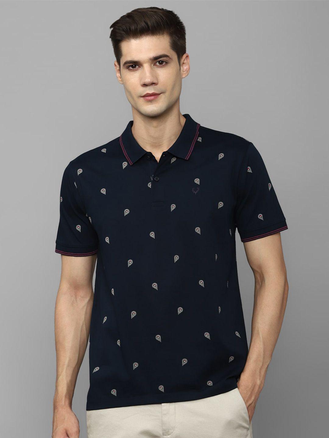 allen solly abstract printed polo collar pure cotton t-shirt