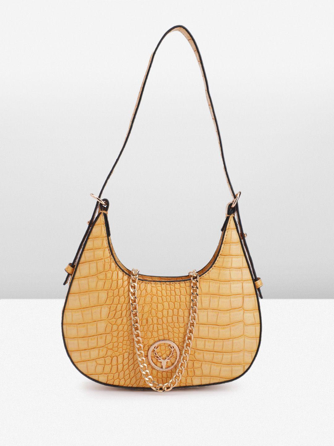 allen solly animal textured structured hobo bag