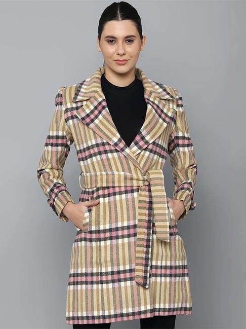 allen solly beige cotton chequered jacket