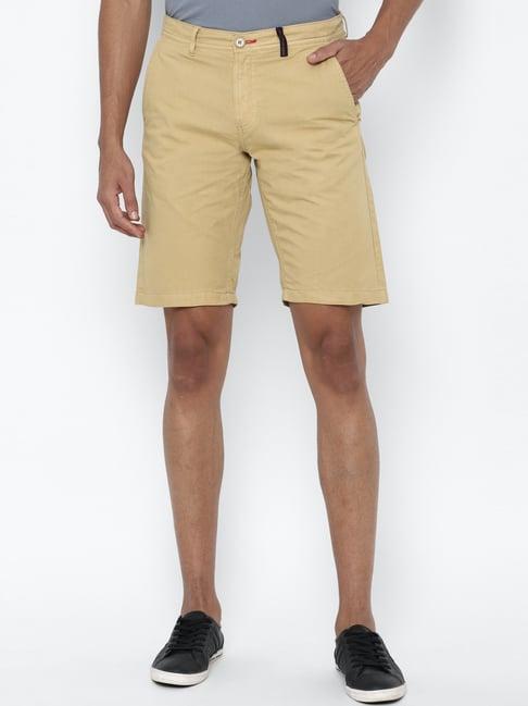 allen solly beige cotton slim fit shorts