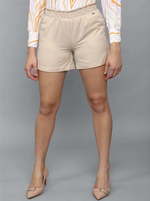 allen solly beige mid rise shorts