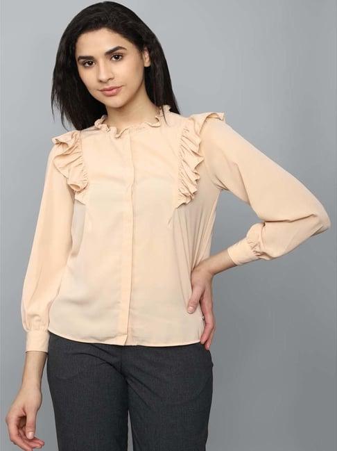 allen solly beige regular fit shirt