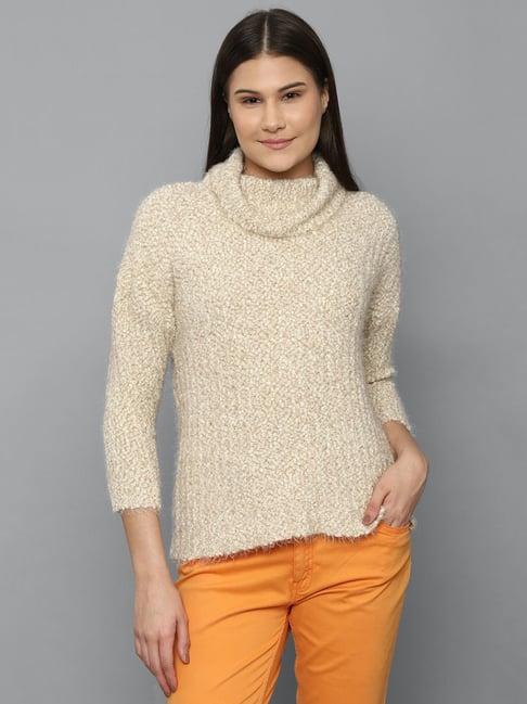 allen solly beige self design sweater