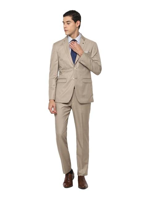 allen solly beige slim fit 2-piece suit