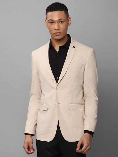 allen solly beige slim fit textured blazer