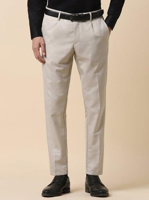 allen solly beige slim fit trousers