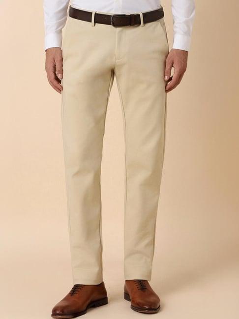 allen solly beige slim fit trousers