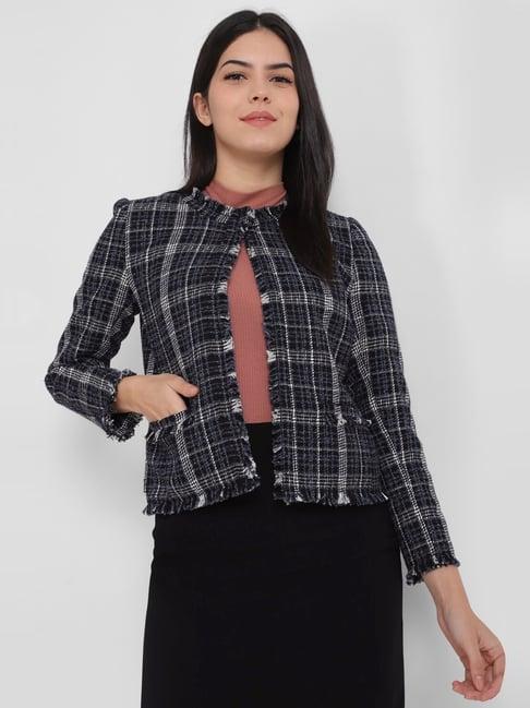 allen solly black chequered jacket