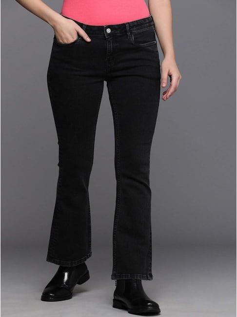 allen solly black cotton mid rise jeans