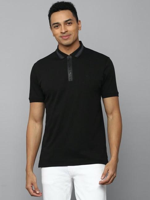 allen solly black cotton regular fit polo t-shirt