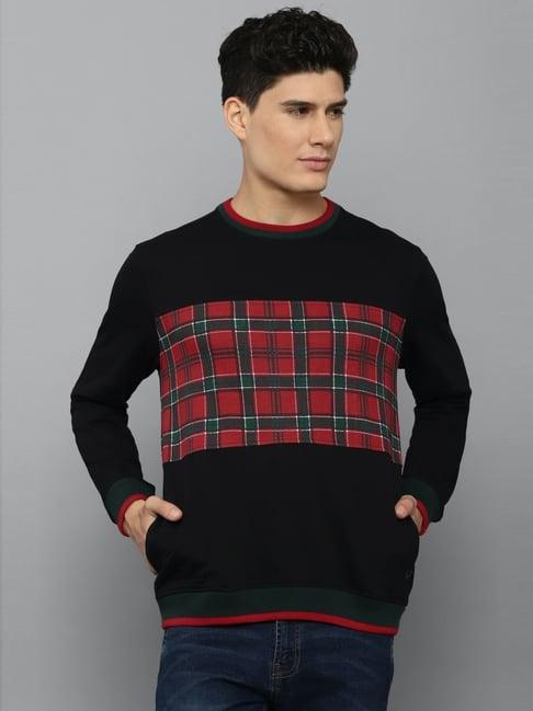 allen solly black cotton regular fit printed sweatshirt