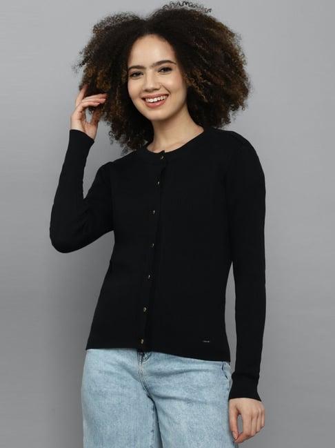 allen solly black cotton regular fit sweater