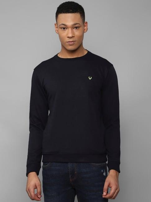 allen solly black cotton regular fit sweatshirt