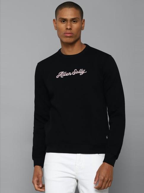 allen solly black cotton regular fit sweatshirt