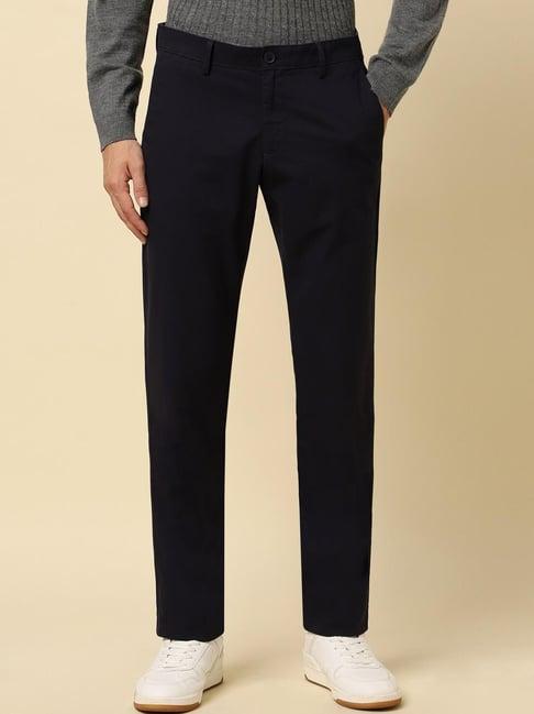 allen solly black cotton skinny fit trousers