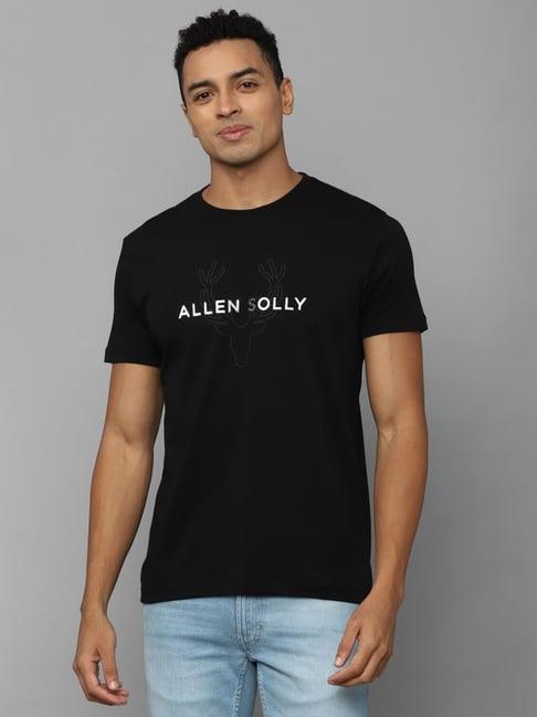 allen solly black cotton slim fit t-shirt