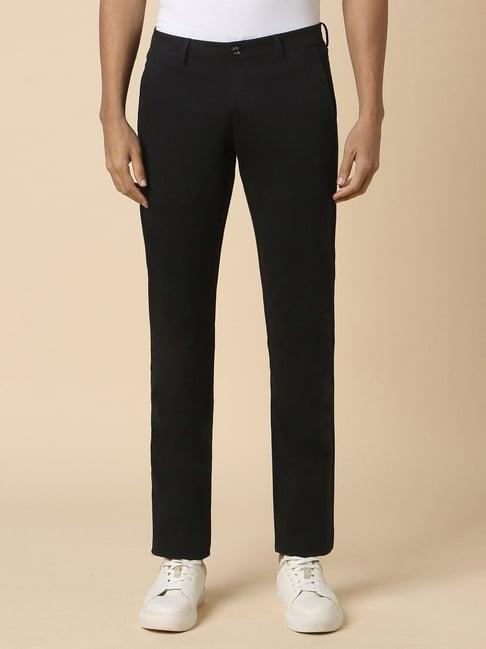 allen solly black cotton slim fit trousers