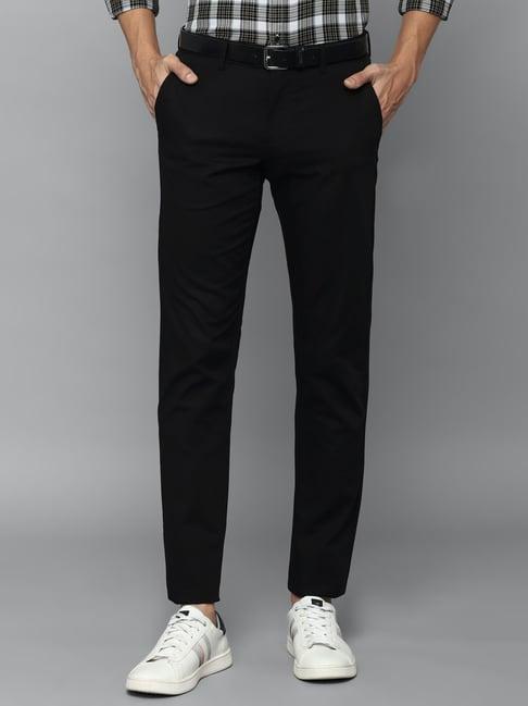 allen solly black cotton slim fit trousers