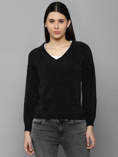 allen solly black cotton textured sweater