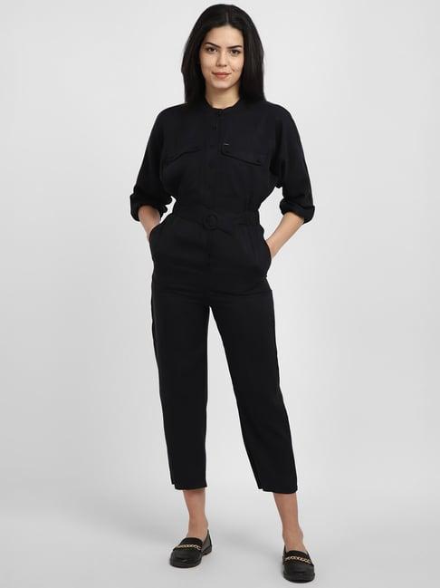 allen solly black midi jumpsuit