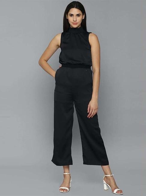 allen solly black midi length jumpsuit