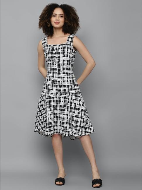 allen solly black printed a-line dress