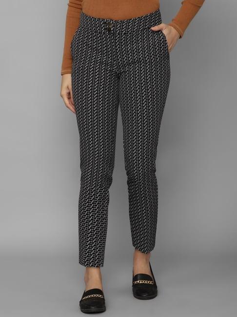 allen solly black printed trousers