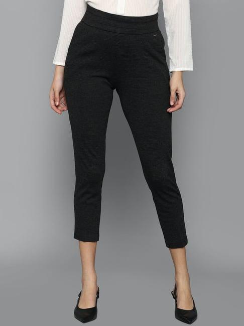 allen solly black regular fit trousers