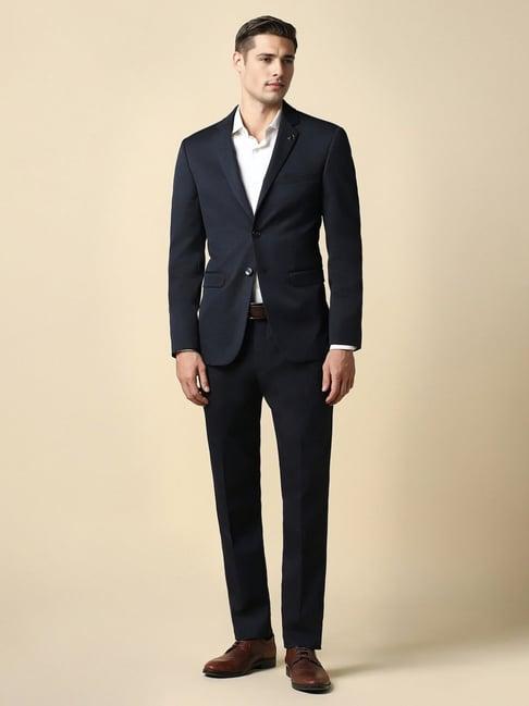 allen solly black slim fit two piece suit