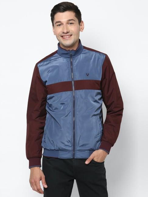 allen solly blue & maroon regular fit colour block jacket
