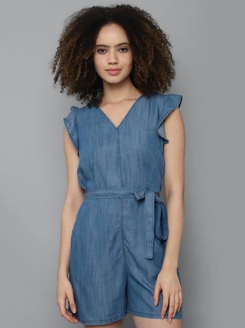 allen solly blue above knee playsuit