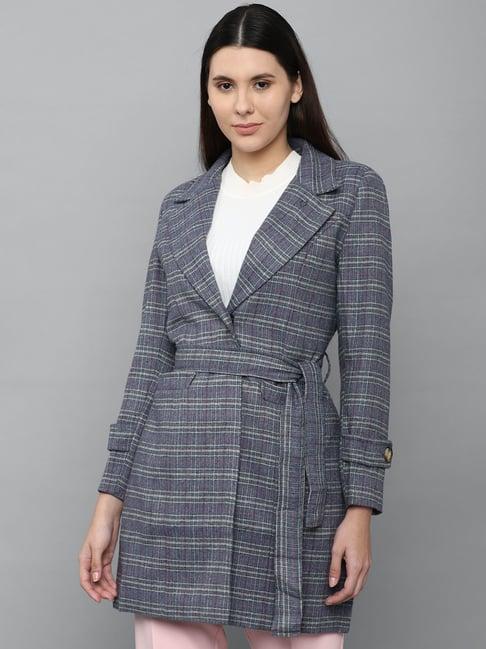 allen solly blue cotton checks jacket