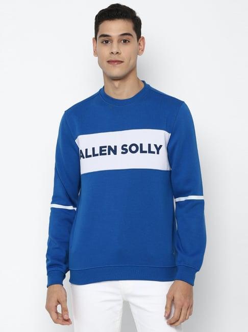 allen solly blue cotton regular fit printed sweatshirt