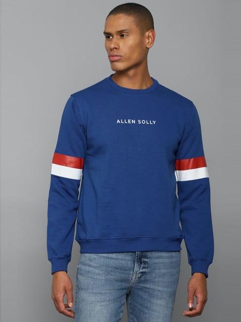 allen solly blue cotton regular fit printed sweatshirt