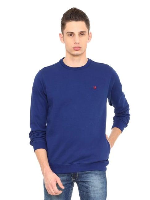 allen solly blue cotton regular fit sweatshirt