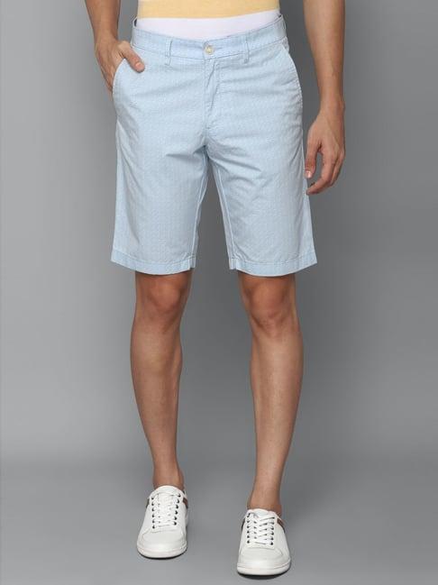 allen solly blue cotton slim fit printed shorts