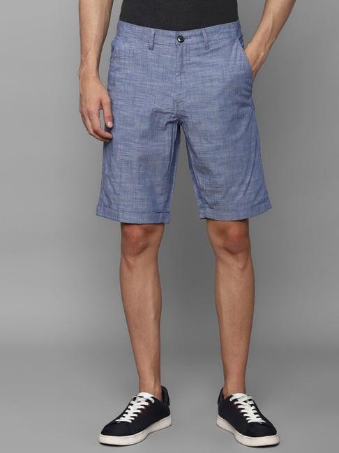 allen solly blue cotton slim fit self pattern shorts