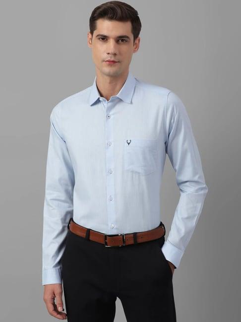 allen solly blue cotton slim fit shirt