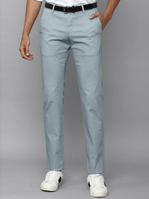 allen solly blue cotton slim fit texture trousers