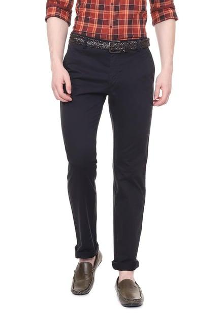 allen solly blue flat front trousers