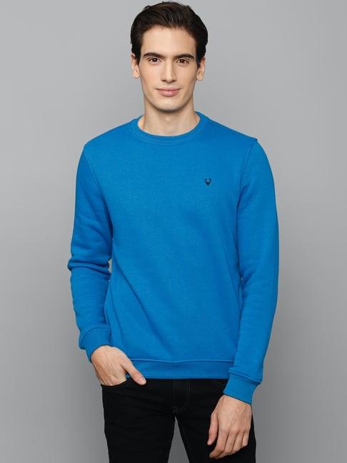 allen solly blue regular fit cotton sweatshirt