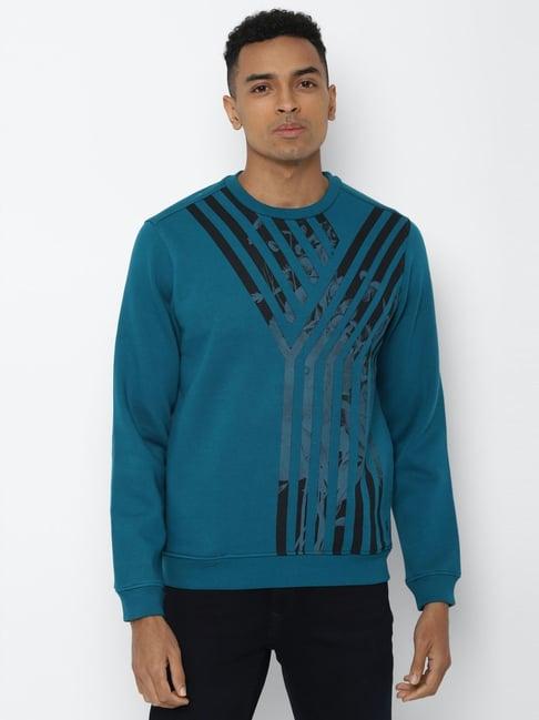 allen solly blue regular fit printed sweatshirt